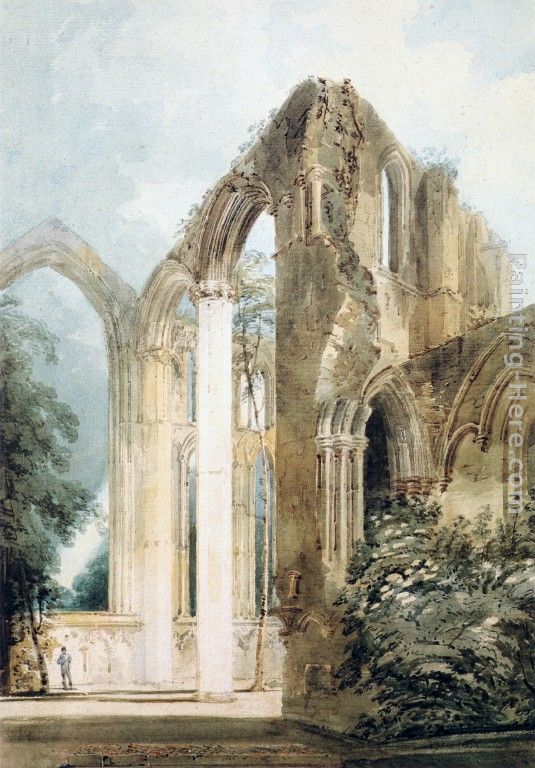 Interior of Fountains Abbey the East Window painting - Thomas Girtin Interior of Fountains Abbey the East Window art painting
